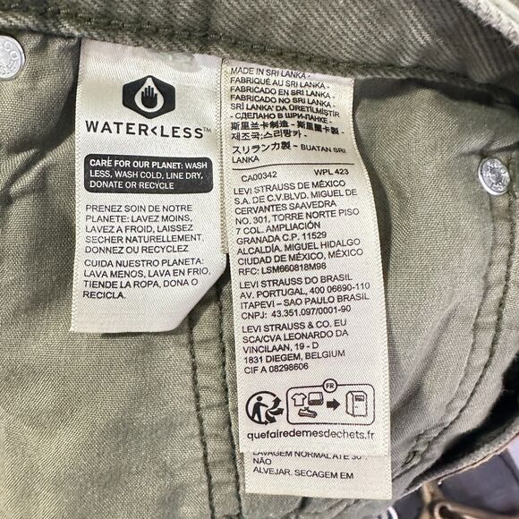 Levi’s 501 High Rise Cutoff Shorts W27 Green Denim Frayed Hem Water<Less® - Picture 6 of 6